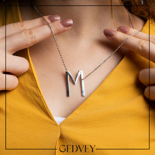 Custom Letters Necklace by Smart Font 925 Sterling Silver