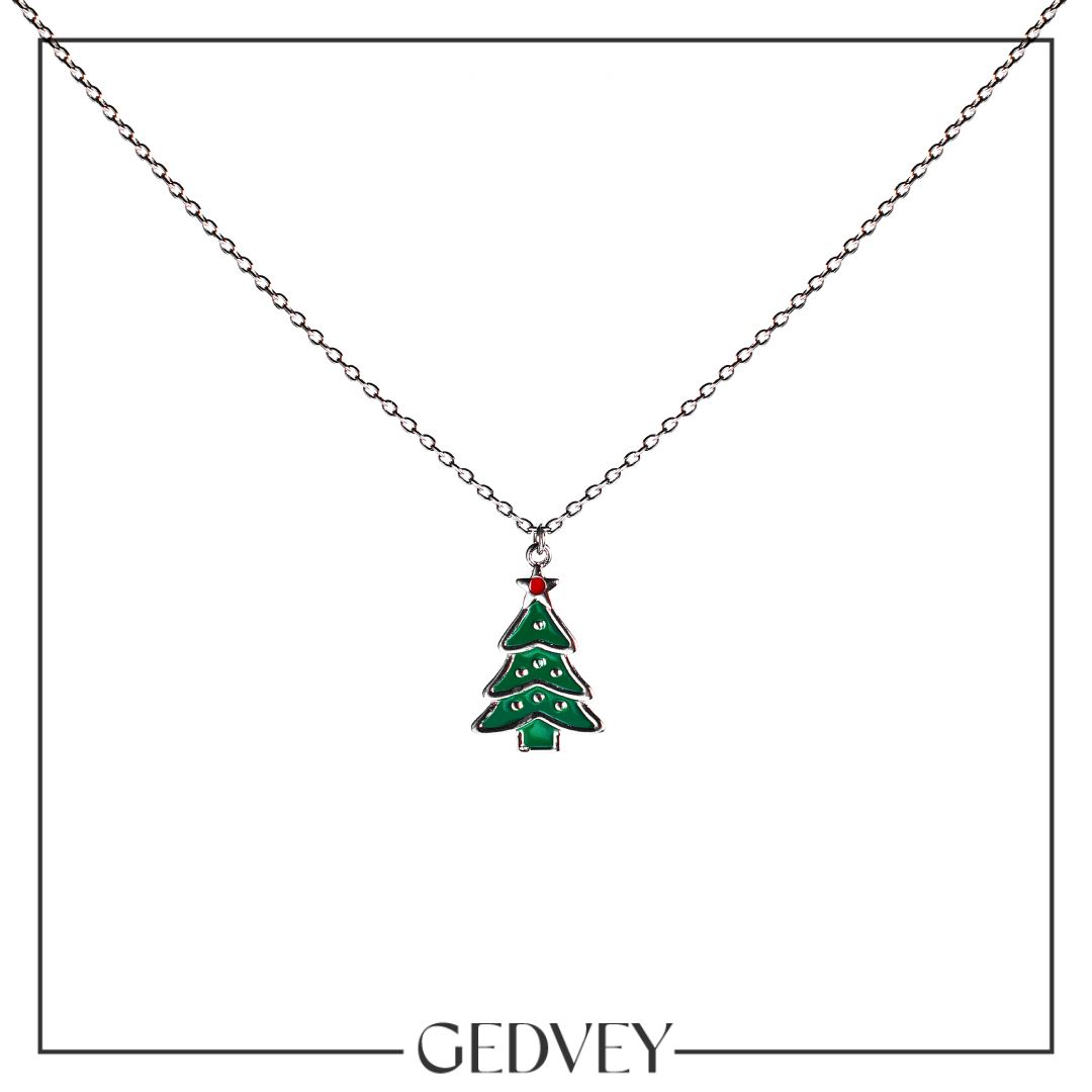 Christmas Colorful Tree Necklace 925 Sterling Silver