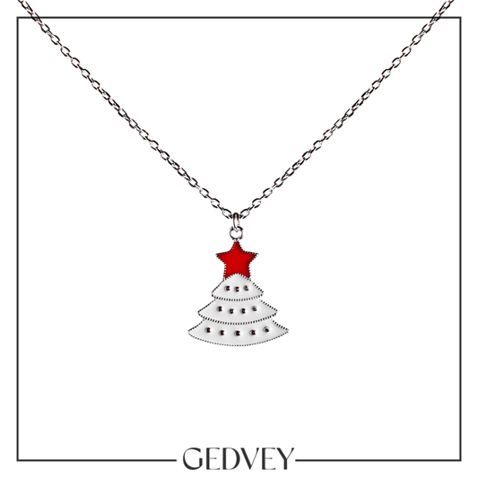 Christmas Colorful Tree with Star Necklace 925 Sterling Silver